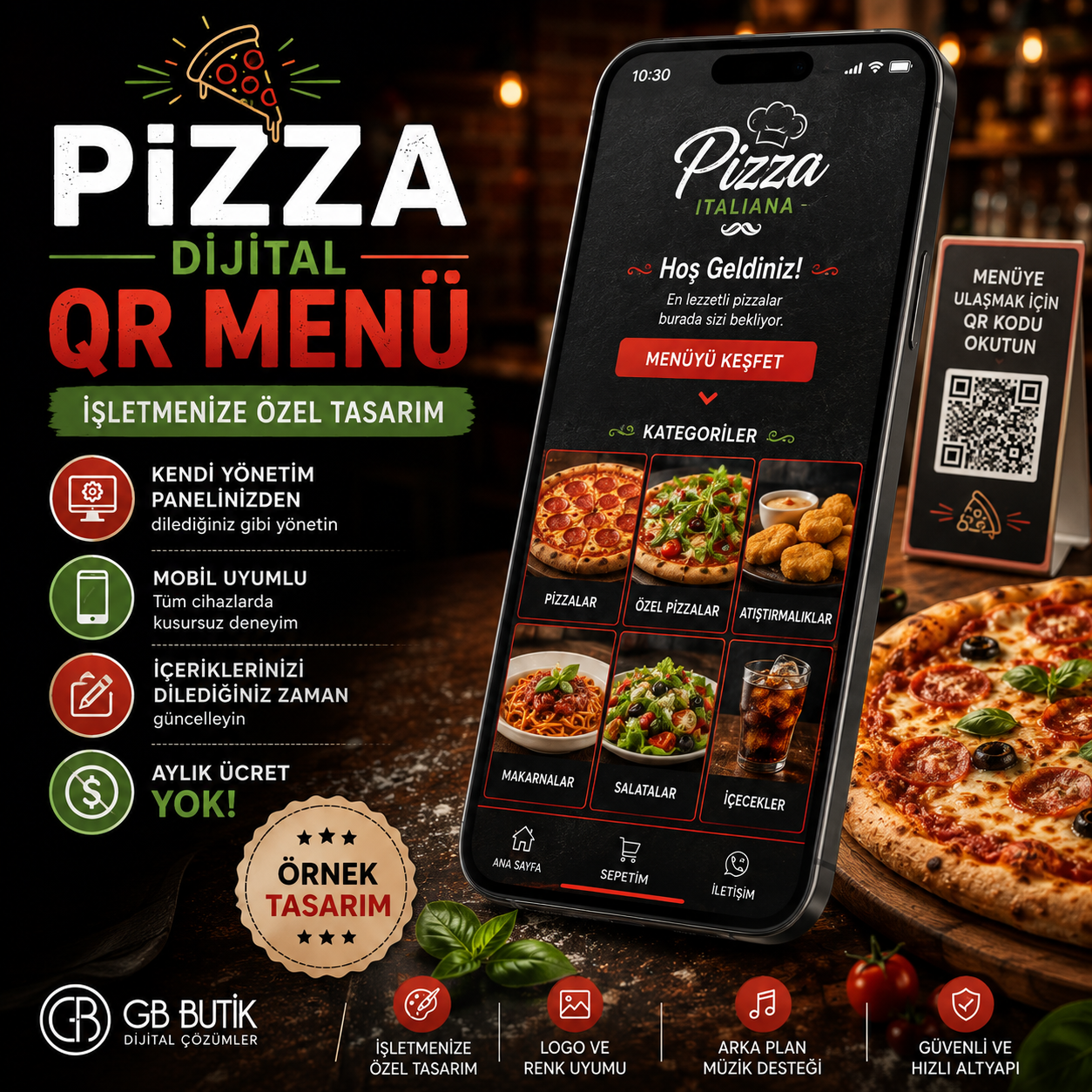Pizzacı Dijital QR Menü – İşletmenize Özel Örnek Tasarım