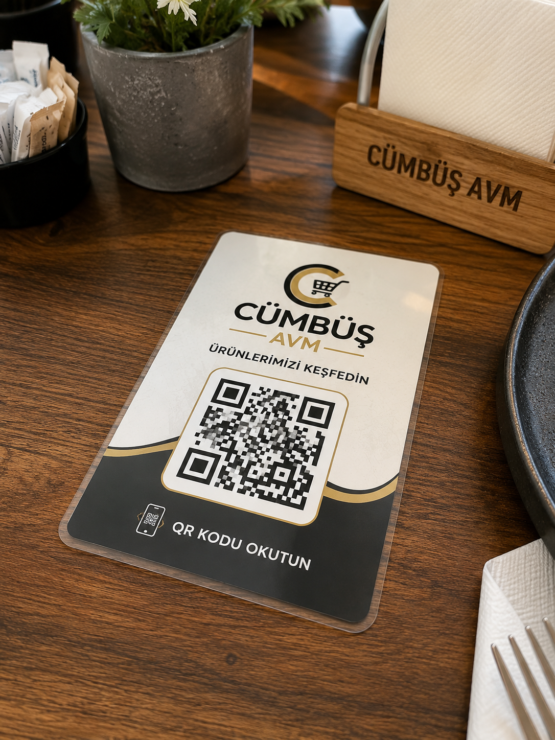 QR Menü Masa Kartı – 10 Adet | Laminasyon Kaplı ve Suya Dayanıklı