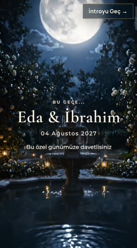 Gece Bahçesi – Düğün Dijital Davetiye | Hazır Tema
