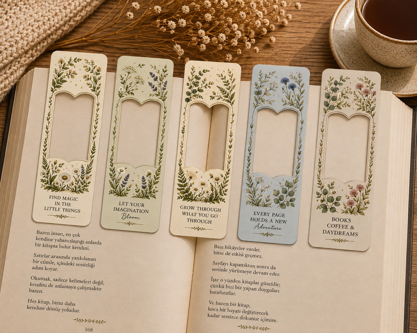 Çiçek Bahçesi Window Kitap Ayracı 5’li Set | Botanik Kitap Ayracı