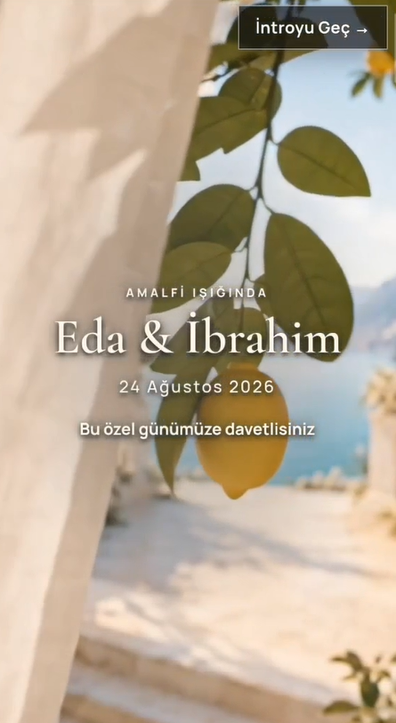 Amalfi – Düğün Dijital Davetiye | Hazır Tema