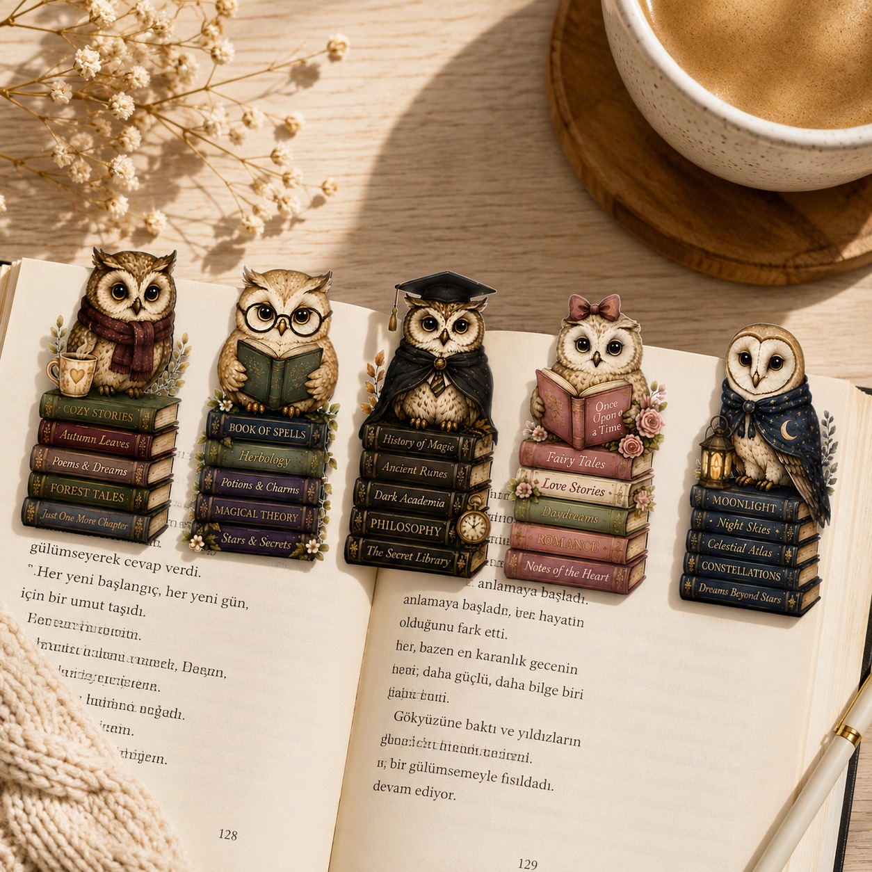 Baykuşlu Kitap Ayracı – 5’li Set | Sevimli Kitap Sever Hediyesi